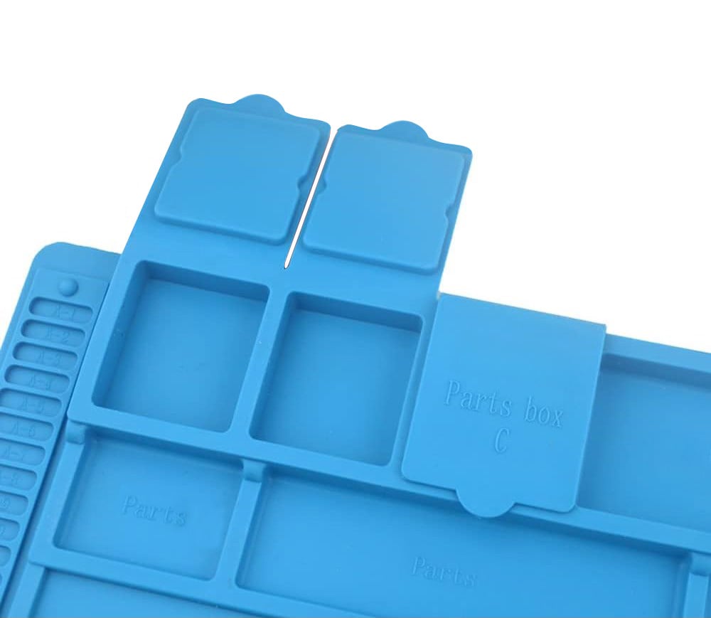 Tappeto da Saldatura e Riparazione Antistatico Antiscivolo Magnetico 45 x 30 cm in Silicone Blu - immagine 3