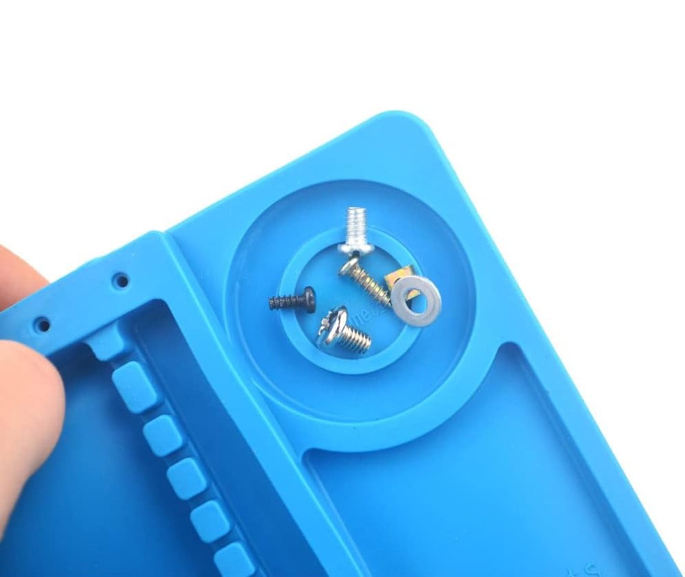 Tappeto da Saldatura e Riparazione Antistatico Antiscivolo Magnetico 45 x 30 cm in Silicone Blu - immagine 4