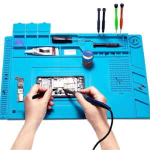 Tappeto da Saldatura e Riparazione Antistatico Antiscivolo Magnetico 45 x 30 cm in Silicone Blu