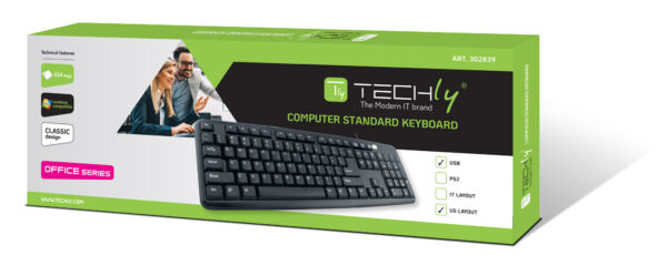 Tastiera 104 tasti USB layout americano Nero - immagine 2