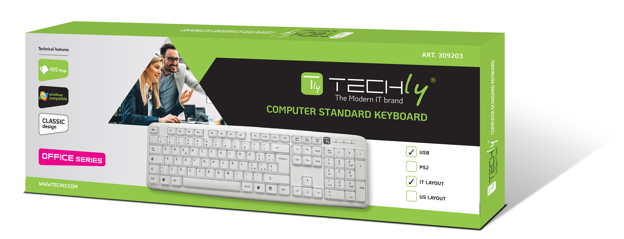 Tastiera 105 tasti USB Standard, colore Bianco - immagine 2