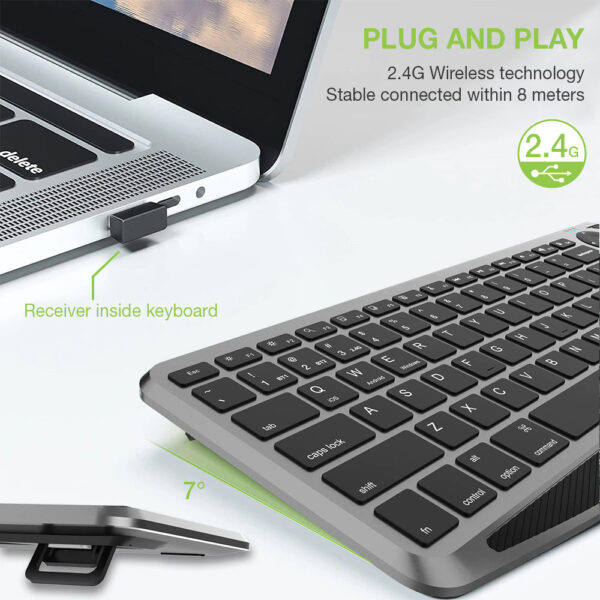 Tastiera Wireless Dual Mode Bluetooth & 2.4G per Smart TV Retroilluminata con Touchpad - immagine 6