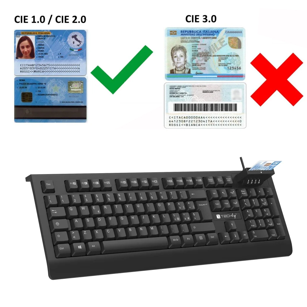 Tastiera USB con Lettore Smart Card Integrato per CNS CIE e CRS Tessera Sanitaria - immagine 4