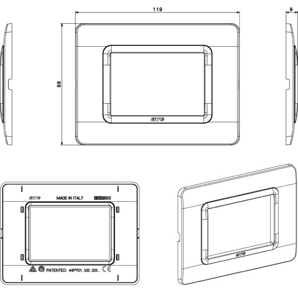 Placca Tecnopolimero S44 3 Moduli Grigio - immagine 2
