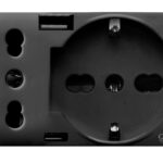 Tekla S44 Presa Schuko Presa Italiana USB-A e USB-C&trade; 2P+T 10/16A 250V 3 Moduli Grigio Opaco, 44509015USB
