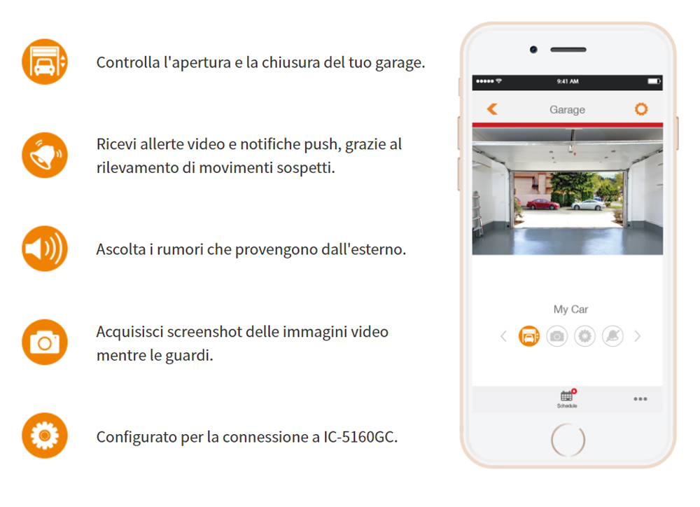 Telecamera da Garage Full HD Cloud Visione 180° Controllo per Porta, IC-5160GC - immagine 8