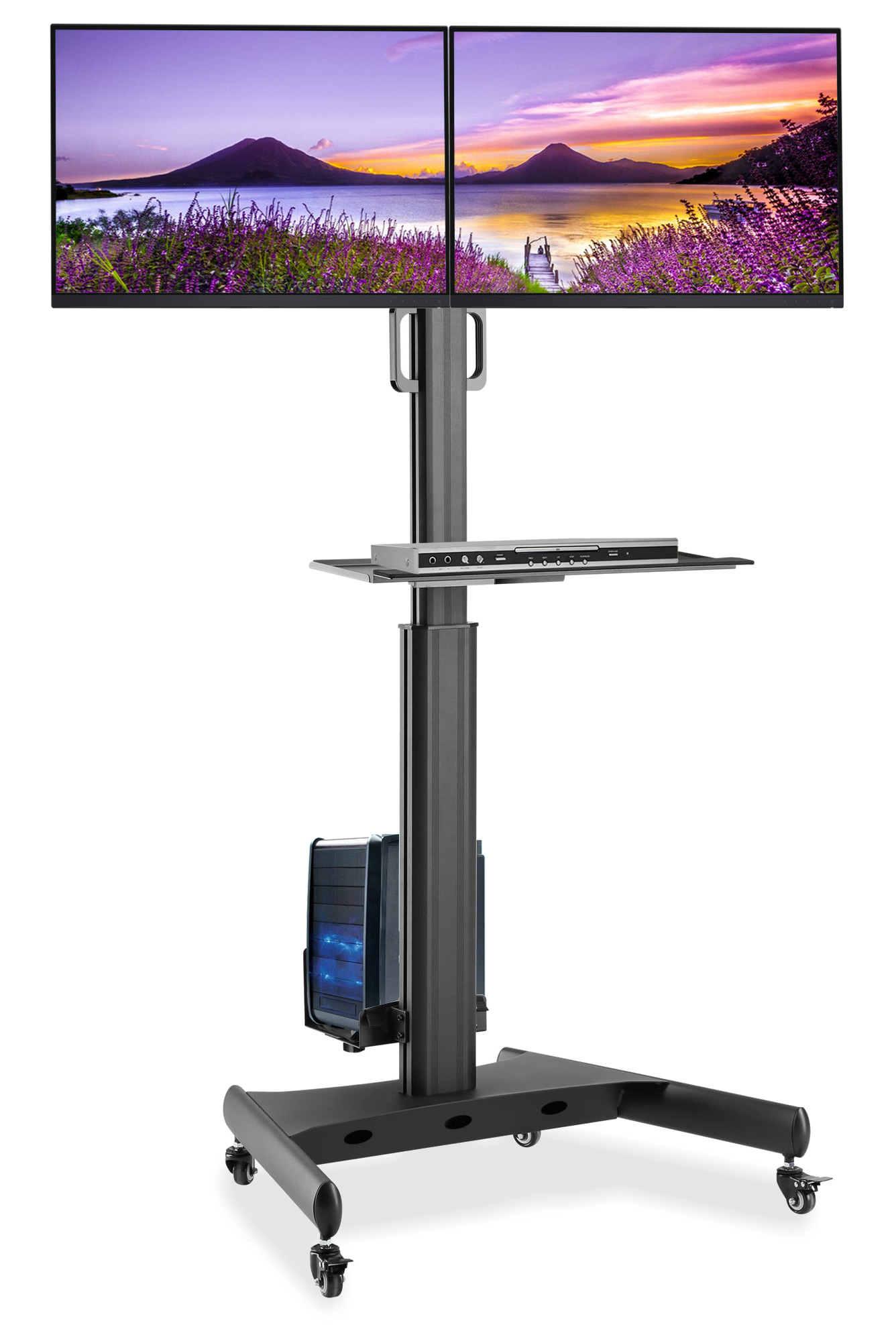 Trolley da Pavimento con Mensola e Porta PC per 2 TV LCD/LED/Plasma 13-32'' - immagine 2