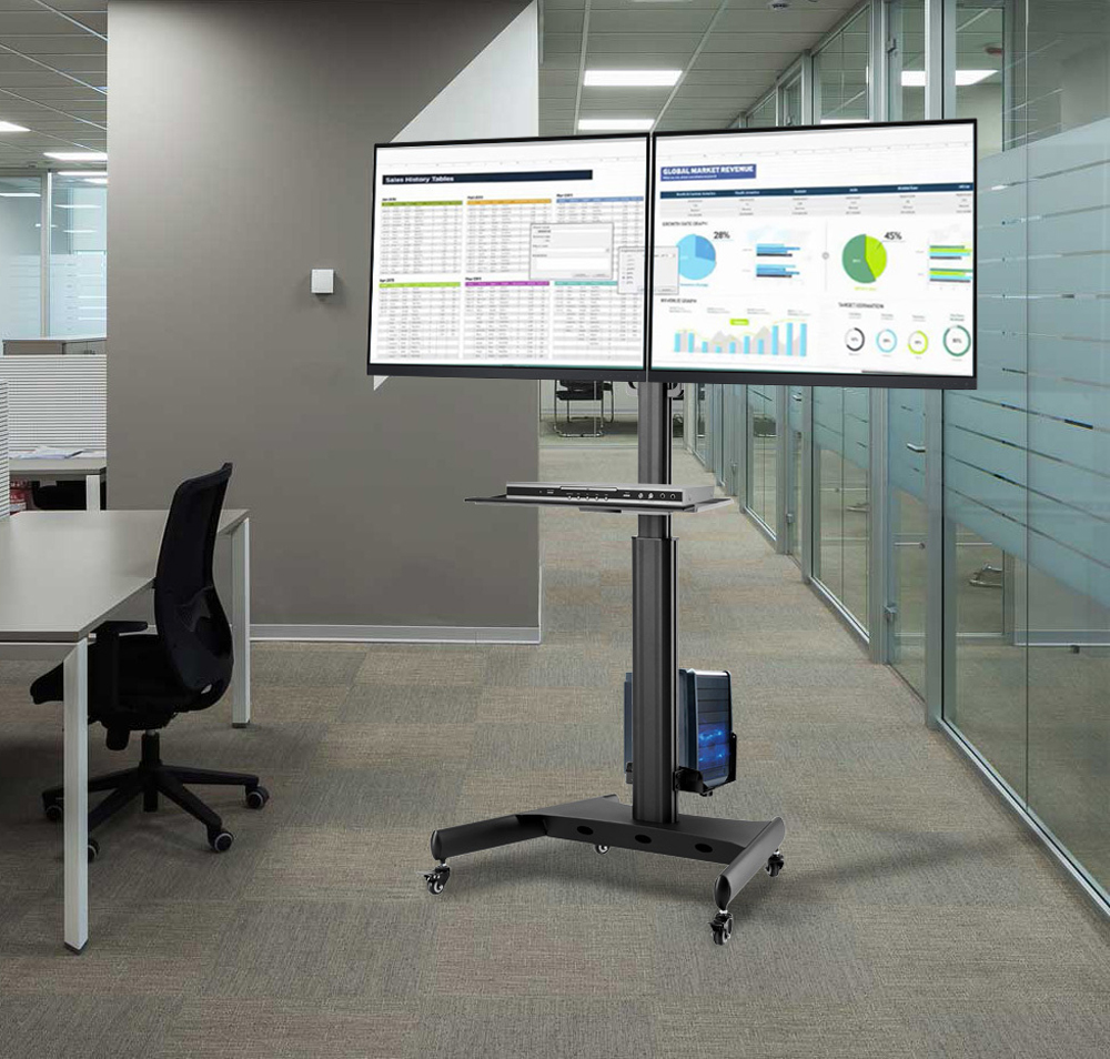 Trolley da Pavimento con Mensola e Porta PC per 2 TV LCD/LED/Plasma 13-32'' - immagine 5