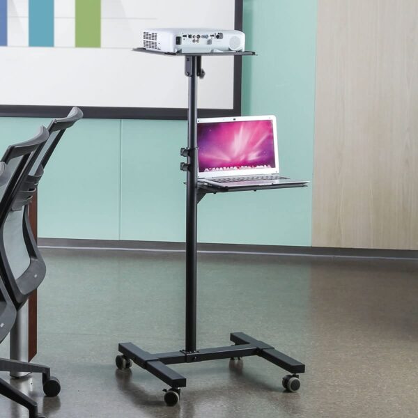 Carrello per Proiettore Notebook Regolabile con Mensola - immagine 4