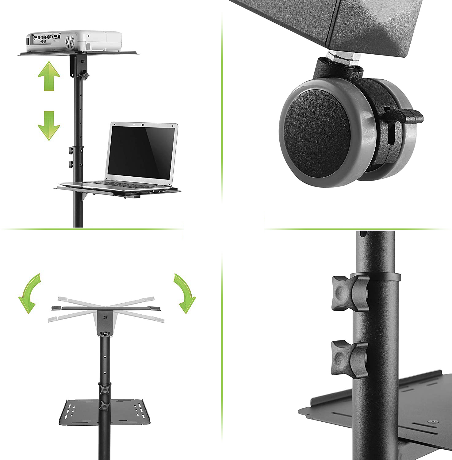 Carrello per Proiettore Notebook Regolabile con Mensola - immagine 7