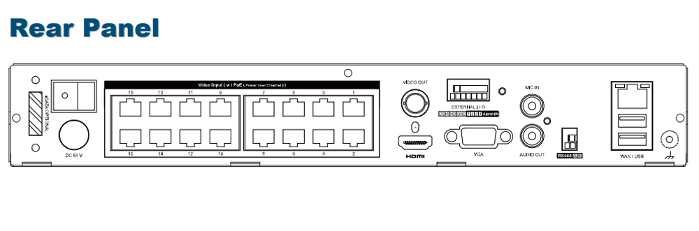 Videoregistratore NVR 16 Canali H.265 con 16 Canali PoE, AVH2117AX - immagine 2