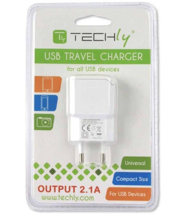Alimentatore da Rete Italiana 1 porta USB 5V/2.1A Bianco - immagine 2