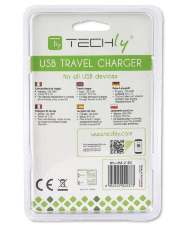 Alimentatore da Rete Italiana 1 porta USB 5V/2.1A Bianco - immagine 3